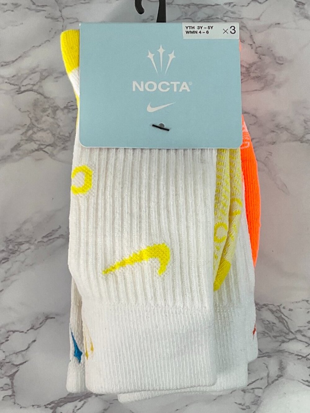 Nike x NOCTA 3 Pack Run Crew Socks Small 3Y-5Y DD9240-910 Women 4-6 New
